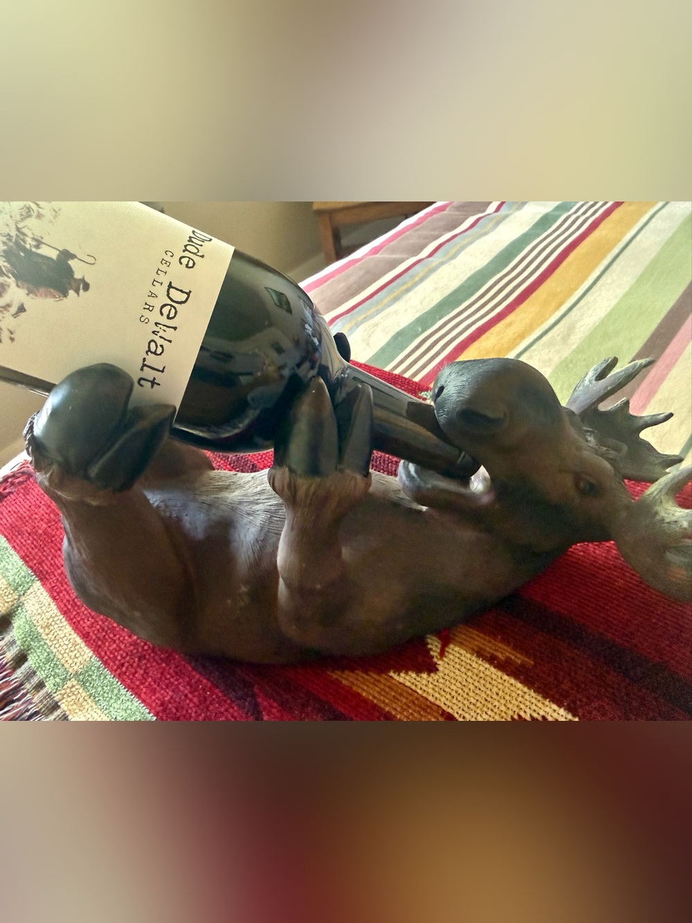 Moose Bottle Holder Wine Rack in Dark Brown